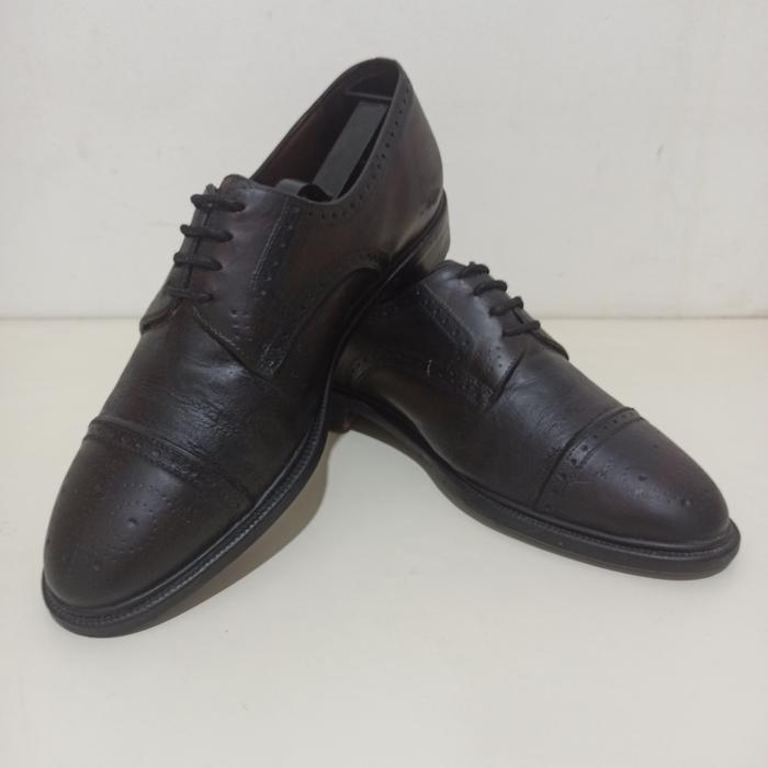 Sepatu Kulit Mario Minardi Derby Cap Toe Brogue Size 38 (25 cm) Original Maroon