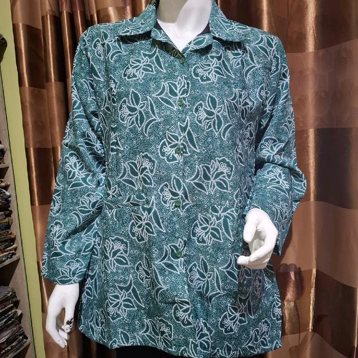 Seragam PKK Standar Nasional Bahan Katun 40s Full Furing Panjang Wanita Kerja - Hijau Botol - Blazer