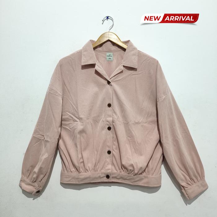 CAESAR LADIES Blouse Wanita Corduroy Baby Pink Full Front Button | Corduroy