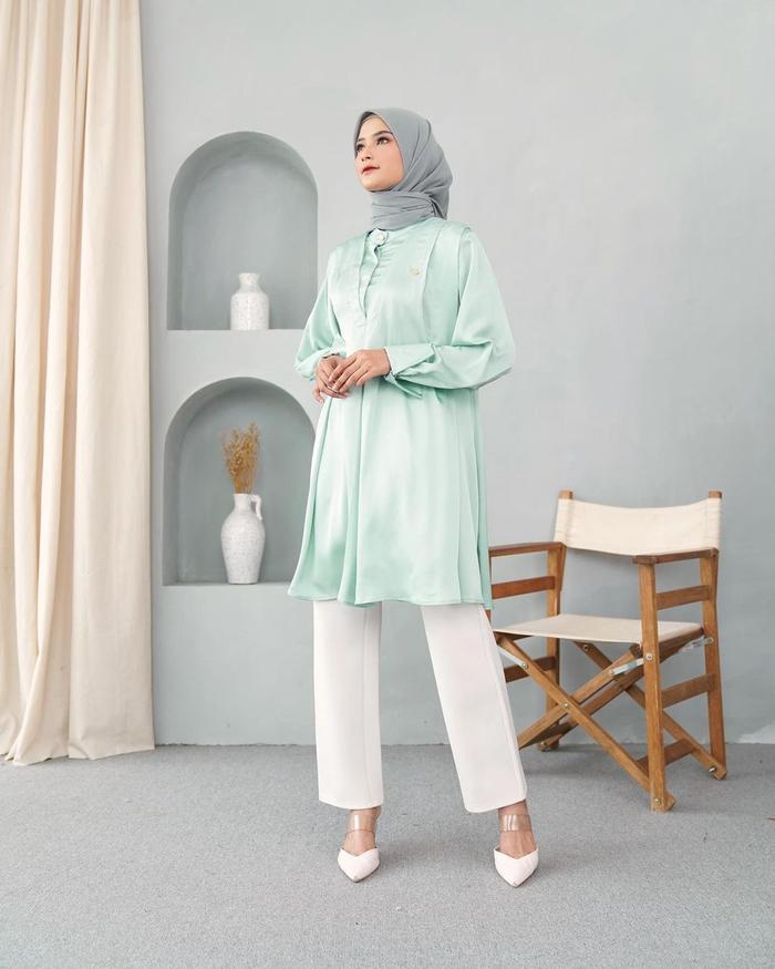 Ra Shop Busana Muslim Tunik Atasan Wanita Polos Premium