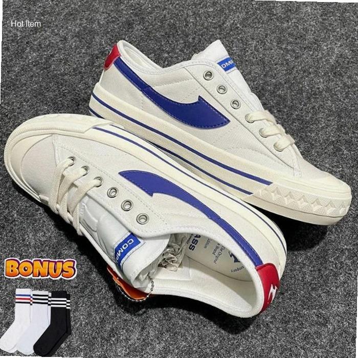 Sepatu Compass Original 100% Compas Retrograde (Bonus Kaos Kaki Oldschool) – Black/White, White/Blue