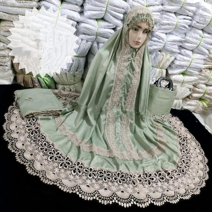Mukena Dewasa ANDIEN ikatan cinta JUMBO Full Renda Seroja lebar 20cm PREMIUM bahan katun mikro Grosi
