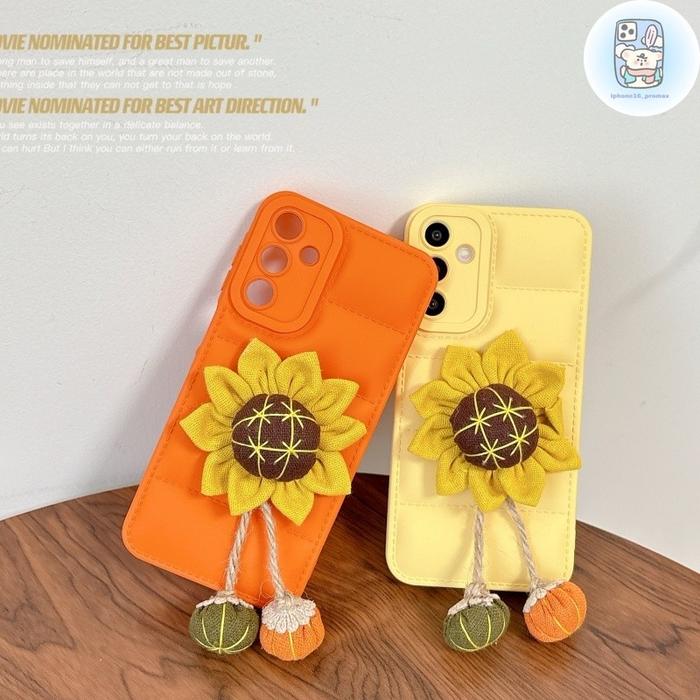 Orange Yellow Three-dimensional Hand Woven Sunflower Phone Case Suitable for Samsung Galaxy S25 S24