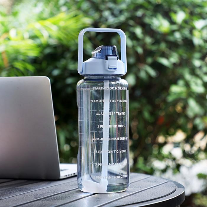 2000ml Sports Water Bottle with Time Marker Fitness Water Bottle