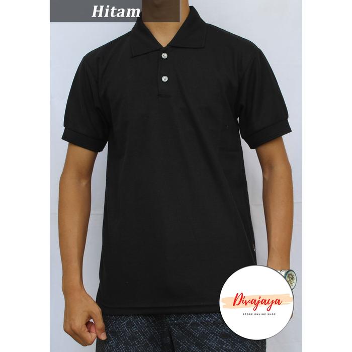 Kaos LJ92 Shirt Kaos Polos Berkerah/ Fashion Kaos Kerah Pria & Wanita/Hitam