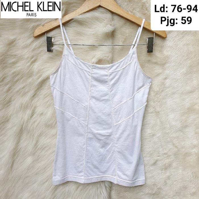 MICHEL KLEIN MK White Tanktop with Sequin Spaghetti Strap