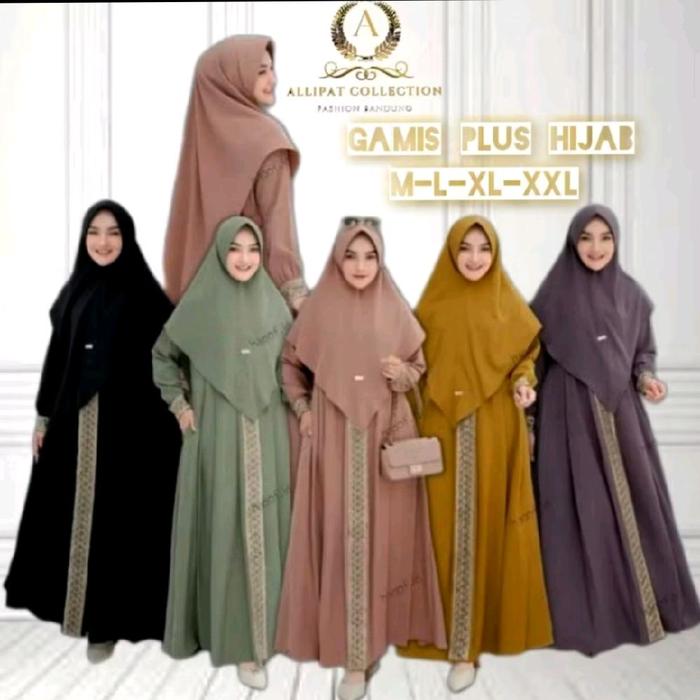 Gamis syar'i+ hijab kanaya/gamis crinkle