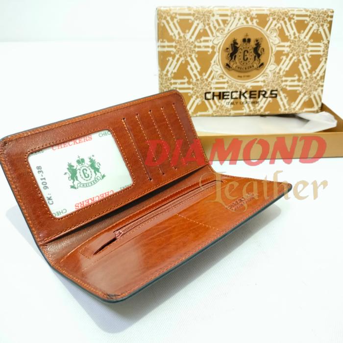 Diamond Leather - Dompet Checkers Ori Model Panjang Kulit Sapi Asli CK 38