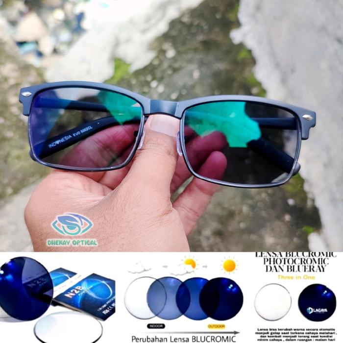 VO 5002 PGX - Kacamata Bluecromik Photocromik Pria Model Kotak Afgan Bahan Plastik List Besi Castem 