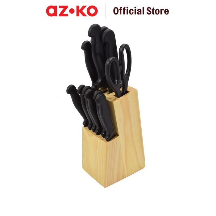 READY AZKO Kris Set 13 Pcs Pisau Dapur Dengan Block Penyimpanan Knife Set Cooking Knife Set Piso Dan