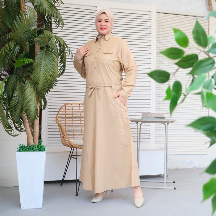 Gamis Jumbo Cotton Paris | Kerah Kemeja | Guangzhou Fashion | 6017
