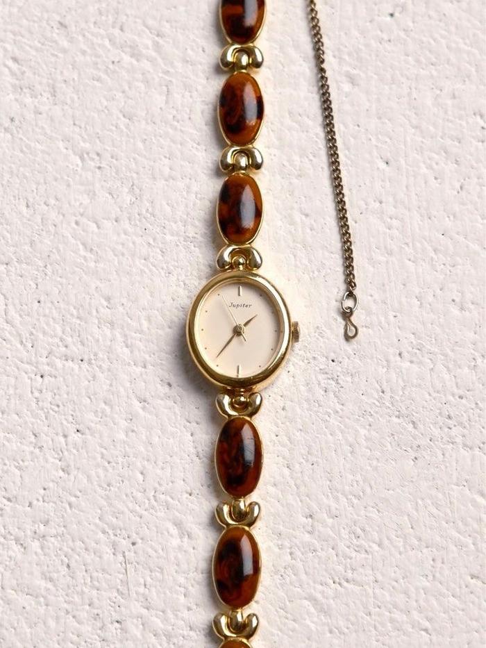 Orient Jupiter Tortoise Bracelet, not Seiko Ruby Half moon Ladies Rare Item