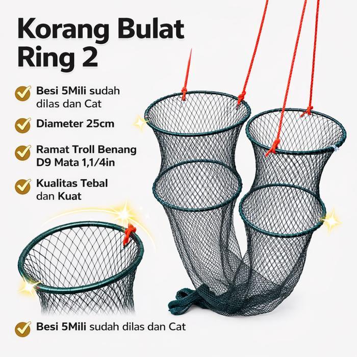 Krumbu Ikan Tusuk/Tempat Ikan Bahan Troll/Tampar Tancap 100cm/120Ccm/150cm/200cm - KOJA BULAT RING 2