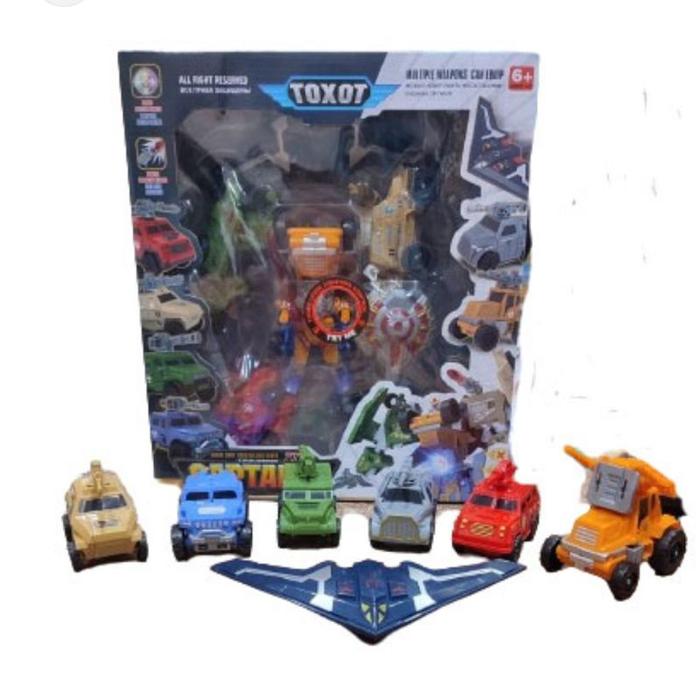 Mainan Figure Robot Tobot Giga 7 Transform Mobil Captain 7in1 Lampu LED Robot Toxot Captain