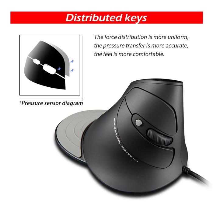 ZELOTES T-30 Wired Optical Mouse Vertical Mouse USB Wired Gaming