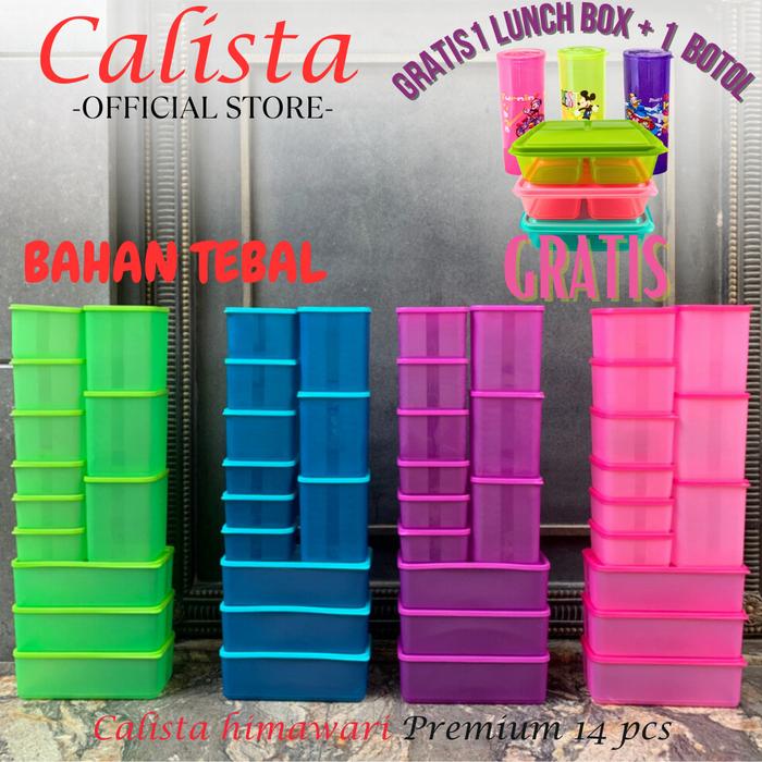 SIAPKIRIM [ CALISTA ] TOPLES PLASTIK CALISTA HIMAWARI SET ISI 14PCS FOOD CONTAINER PREP KULKAS SET T