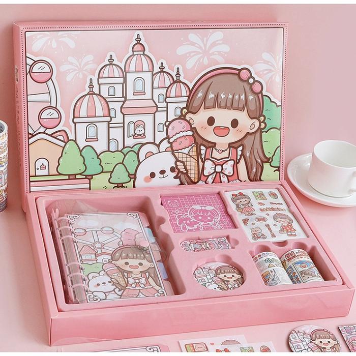 Diary Set Buku Jurnal Binder Aesthetic Buat Hadiah Ulang Tahun Edisi Dodo Girl