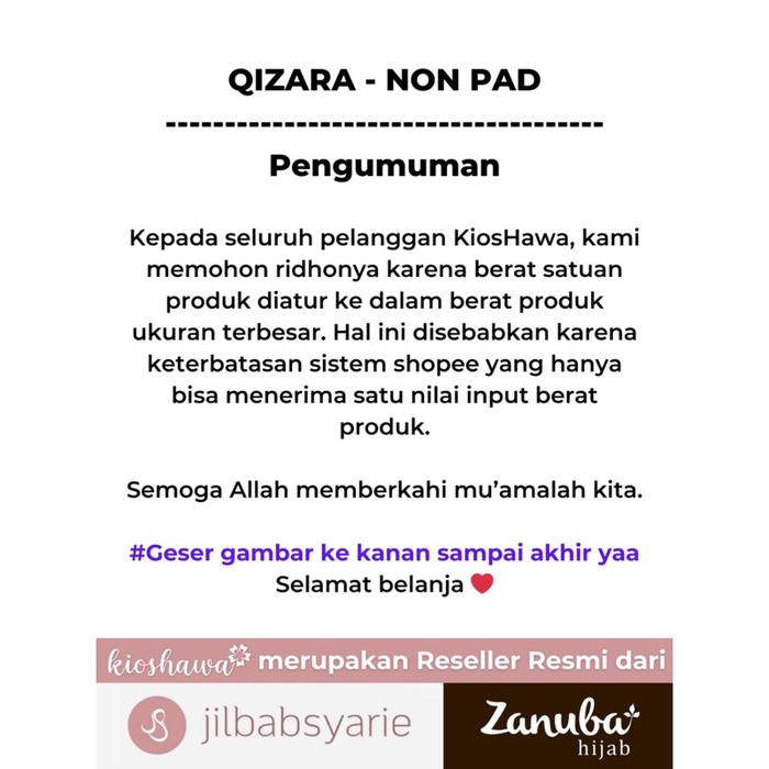 QIZARA NON PAD Zanuba Hijab Official Jilbabsyarie . Khimar Nonpad Ceruti 2 Layer Terbaru KiosHawa