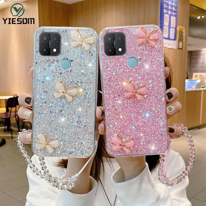 Luxury Bling Glitter Lanyard Silicone Case For OPPO A54 A94 A74 A95