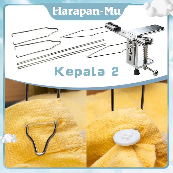 Alat Bantu Masuk Pasang Kancing Kemeja Kepala Ganda / Buttoner Mesin Masuk Konveksi Kemeja / Shirt C