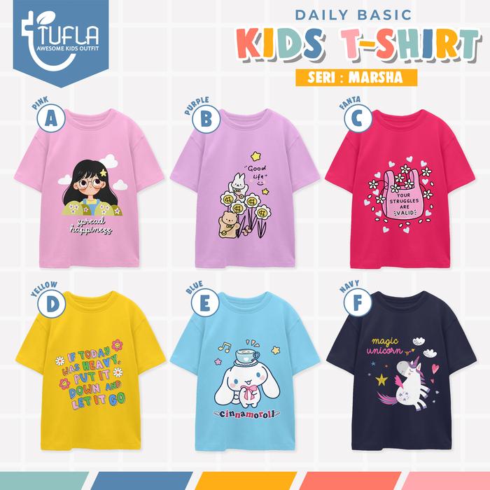 KAOS DISTRO LENGAN PENDEK ANAK PEREMPUAN 2 - 10 TAHUN TEEN REMAJA - MARSHA TSHIRT