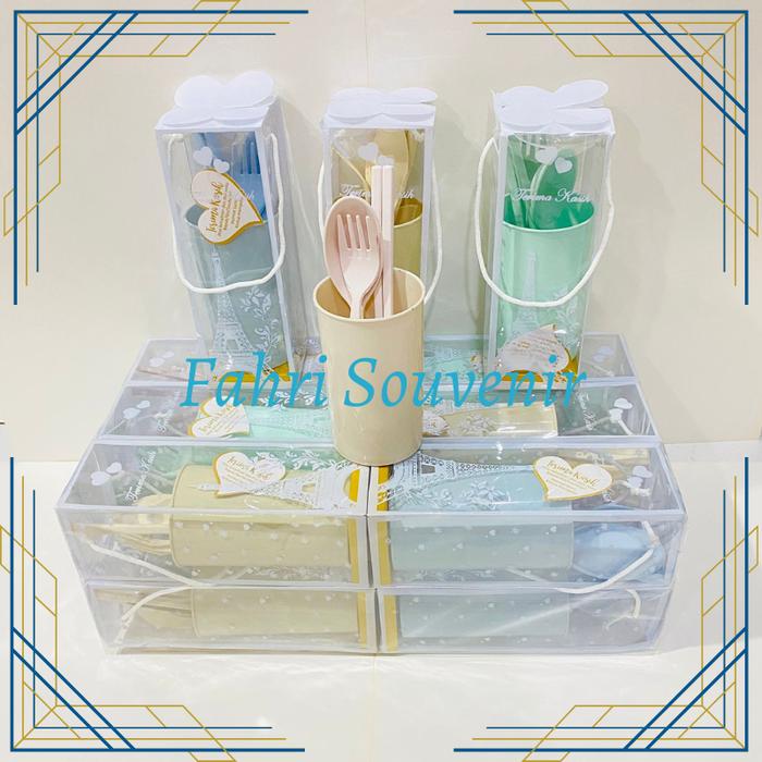 50 Gelas Set Sendok Garpu Sumpit Kemas Mika Souvenir