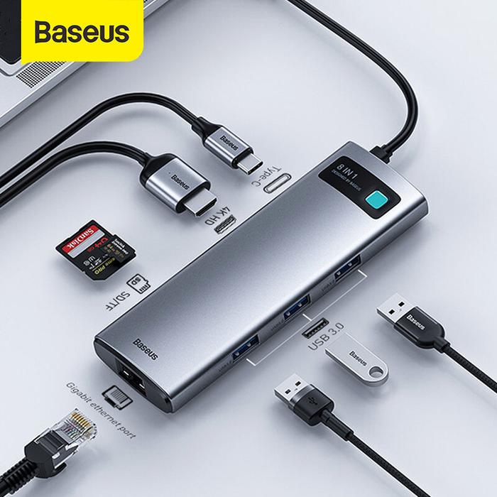 Baseus Hub USB C Ke HDMI VGA, Hub USB C Tipe C Ke HDMI VGA Adaptor