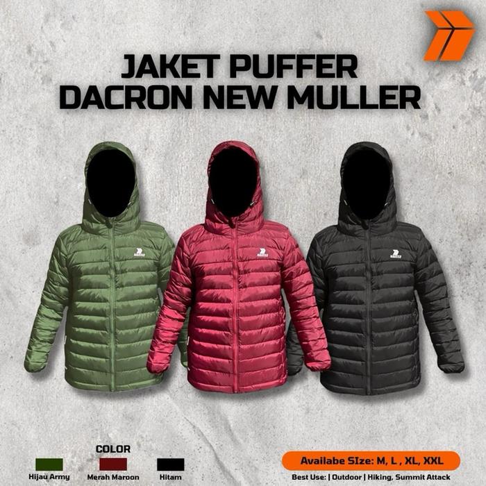 Baratech jaket puffer dacron muller jaket gunung hiking outdoor pria wanita-MAROON