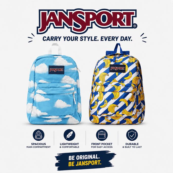 TAS RANSEL WANITA PISANG TAS WANITA JANSPORT - BANANAS ORIGINAL tas sekolah jansport original 100%