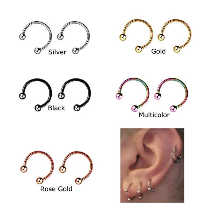Anting Piercing Horseshoe Ring Stainless Steel | Tindik Hidung Telinga Septum kecil studs earrings a