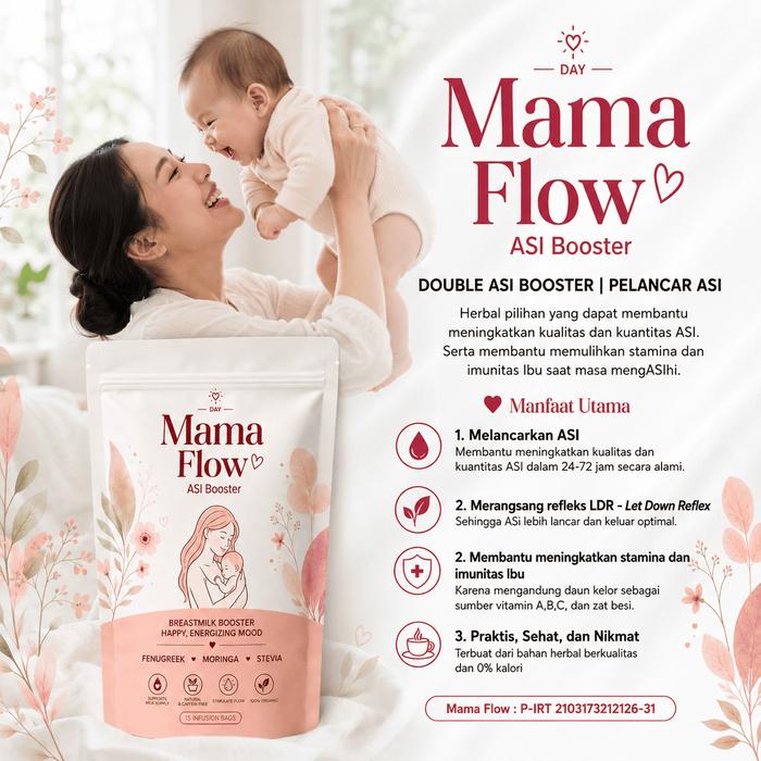 MAMA FLOW Day-ASI BOOSTER - Tisane Herbal Pelancar Pendukung Peningkat Produksi ASI-Pelancar ASI