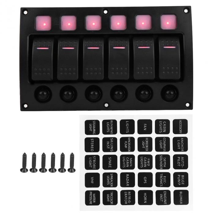 6 P 12/24 V Mobil Perahu RV Yacht On/Off Toggle Switch Panel dengan