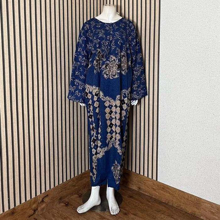 [AJ] - Longdress Batik Super Jumbo Sammy Lengan Panjang Kancing 3 Ld 135 Cm Muslim Friendly | Daster