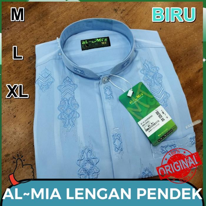 NX501 Baju koko Almia MT lengan pendek pria dewasa 100% original al mia biru STOK TERBATAS