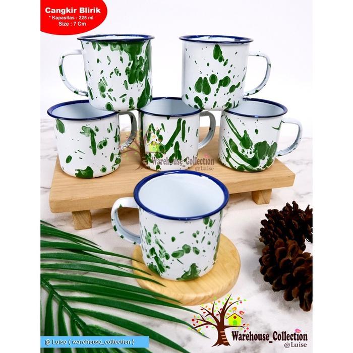 6PCS Cangkir seng blirik/Cangkir Blirik 7 cm / cangkir enamel blirik/Gelas blirik/cangkir jadul