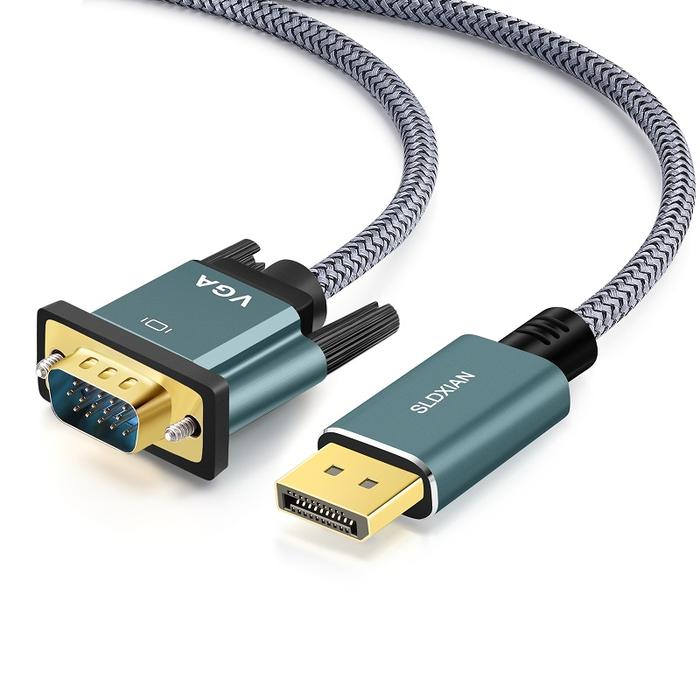 Shuliancable DisplayPort to VGA cable adapter, nylon braided gold-plated plug 1080P display port DP