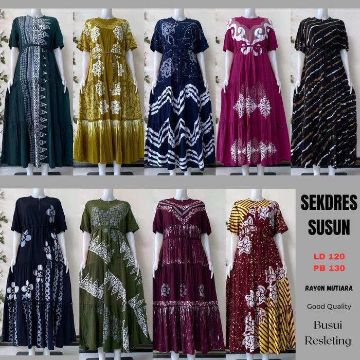 Sekdress Susun Ld 120  Rayon Mutiara Homedress Jumbo Daster jumbo daster hamil