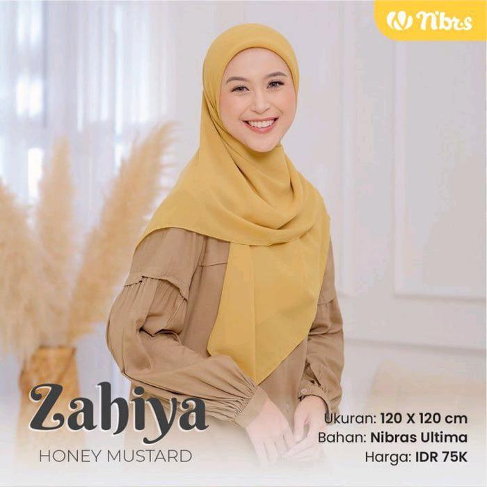 Nibras Hijab Zahiya Square Honey Mustard Kuning Kunyit Busuk Gelap Polos Basic Standard Plain Jilbab
