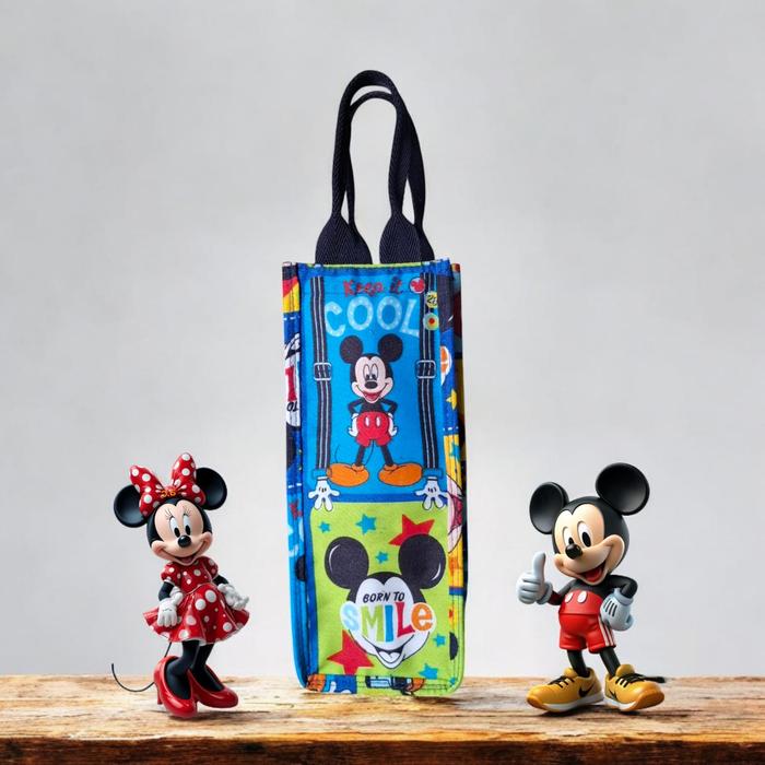 Tas Mickey Botol 1 Liter Size 10 x 10 x 25 cm Tas Karakter Lucu Tali Hitam navy Bahan Polymicro Coco