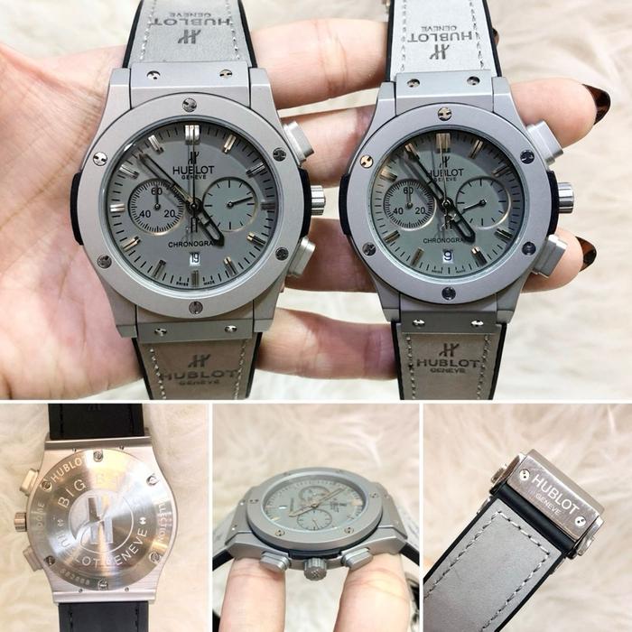 Hublot Jam Tangan Chronograph Original dengan Tali Kulit dan Desain Elegan untuk Pria Model Classic 