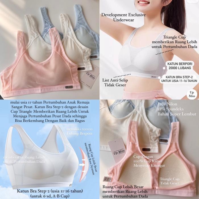 NEW UPMISS - KATUN VEST BRA STEP-2 (MULAI 6-SD) 11-16 TAHUN MINISET ANAK REMAJA TEENS SEAMLESS BRA T
