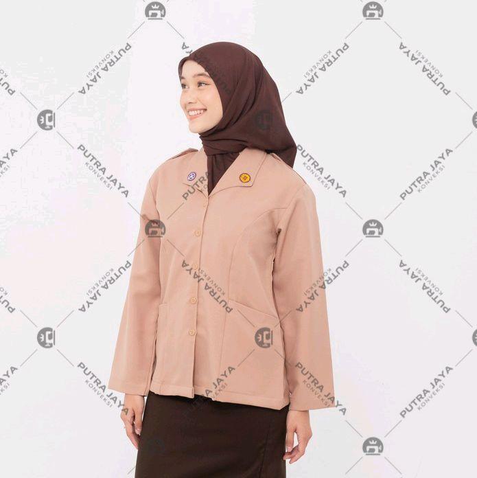 Baju Pramuka Penegak Coklat Susu SMA Premium Lengan Panjang Bahan Oxford Premium "swaichi" katun Put