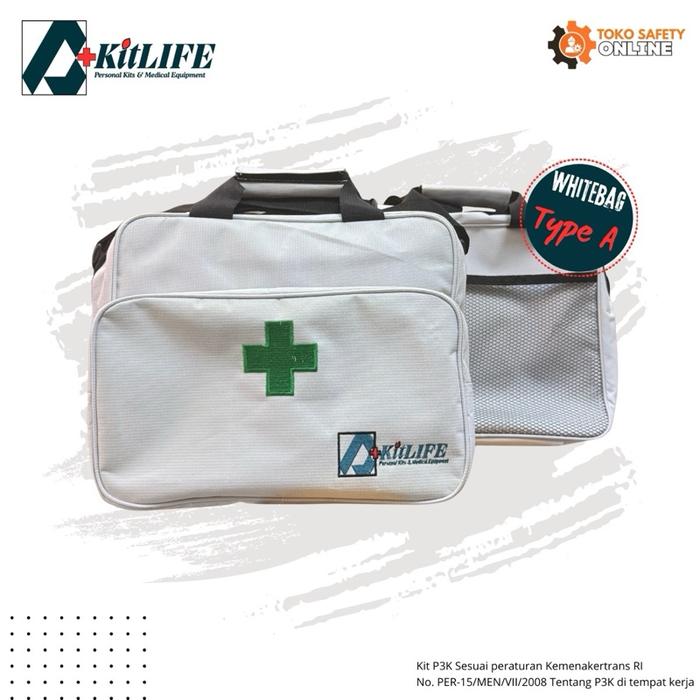 White Bag Kit Type A - Tas P3K Putih  Selempang dan Jinjing Lengkap Dengan Isi Obat - Whitebag Kit T