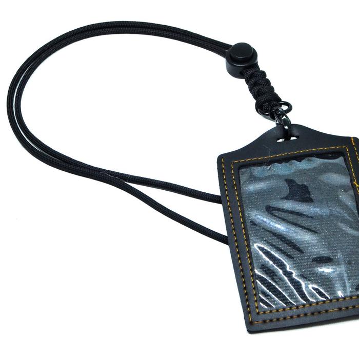 Lanyard Id Card Name Tag Tanda Pengenal Pods Polos Panjang Tali Paracord Warna Hitam Premium