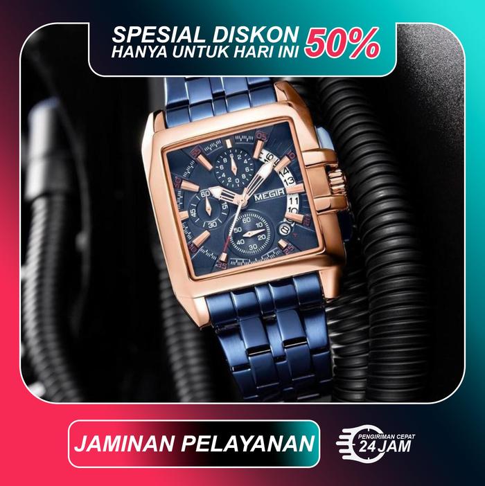 Jam Tangan MEGIR 2018 Crono Aktif Pria Analog Anti Air Baja Tahan Karat stainless steel Watches