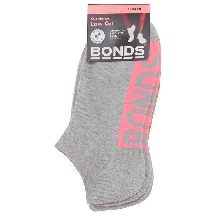 Bonds Womens Logo Cushioned Low Cut Socks 3 Pack - Kaos Kaki Bonds Wanita - Grey 3 Pack
