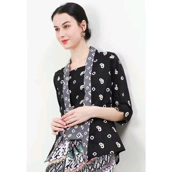 Kebaya Kutu Baru Modern Batik Jumputan Hitam By Khalisa Batik