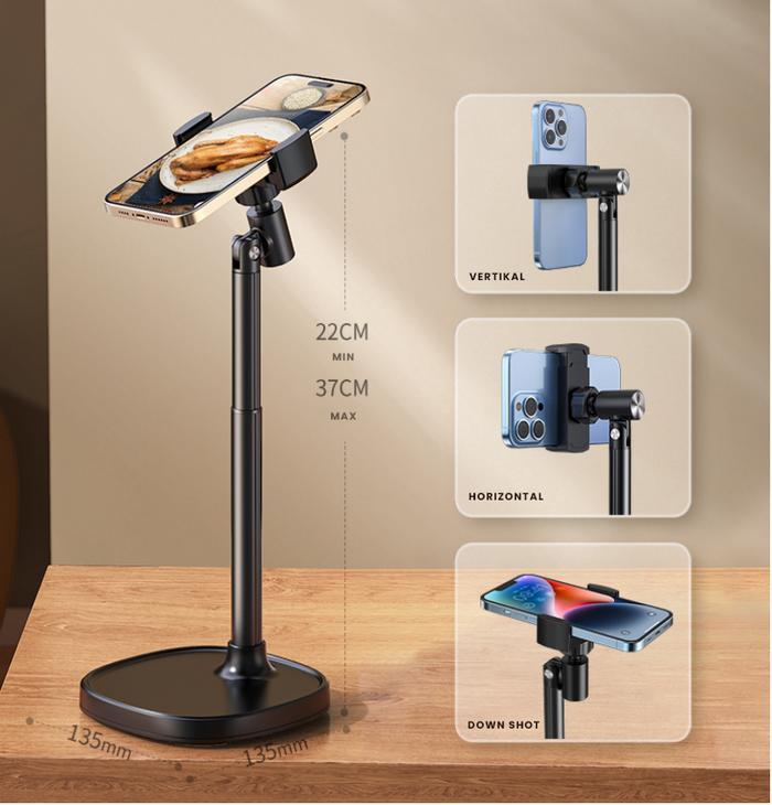 Phone Holder Tripod Hp Dudukan Meja Bahan Carbon Steel Putar360°