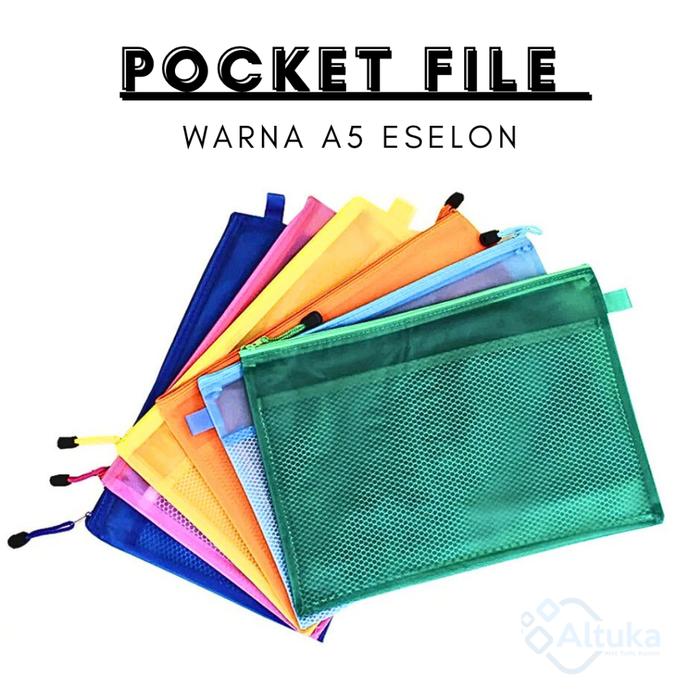 Map Plastik Pocket File Zipper Ukuran A5 Warna