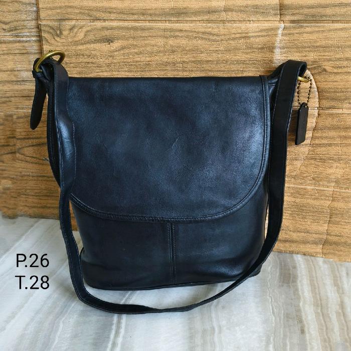 Tas coach kulit tunggal Selempang Hitam P.26 T.28 - Tas Tangan Elegan untuk Wanita